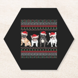 French Bulldog Ugly Christmas Sweater Essential T- Paper Coaster