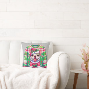 French bulldog ugly Christmas sweater humourous Cushion