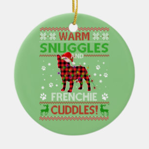 French Bulldog Ugly Christmas Sweater Xmas Pajama Ceramic Ornament