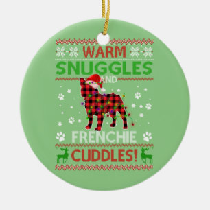 French Bulldog Ugly Christmas Sweater Xmas Pajama Ceramic Ornament