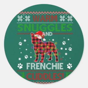 French Bulldog Ugly Christmas Sweater Xmas Pajama Classic Round Sticker