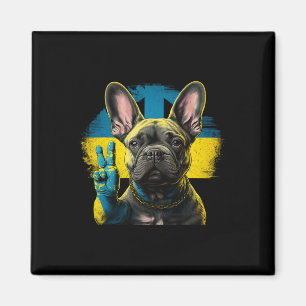 French Bulldog Ukraine Peace And Love Flag Help Fr Magnet