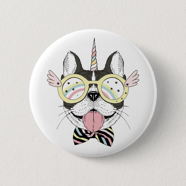 French Bulldog Unicorn 6 Cm Round Badge (Front)