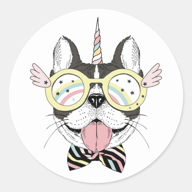 French Bulldog Unicorn Classic Round Sticker (Front)