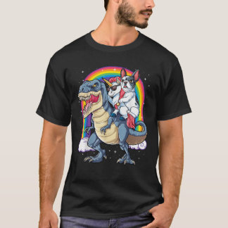 French Bulldog Unicorn Dinosaur T rex  Girls Rainb T-Shirt