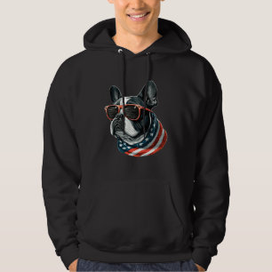 French Bulldog USA Patriotic Pup in Sunglasses Hoodie