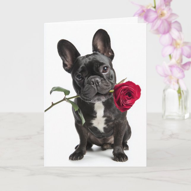 French Bulldog Valentine – Big Love, Sweet Charm Card (Orchid)
