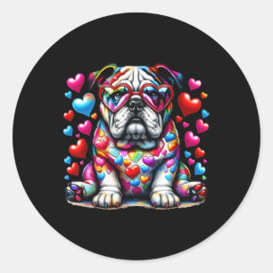 French Bulldog Valentine Bulldog Mum Lover Dogs Classic Round Sticker