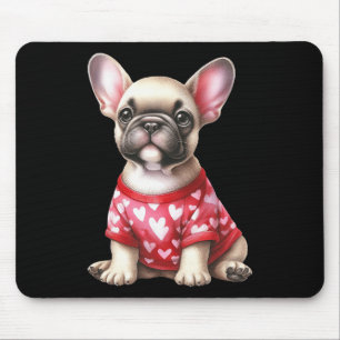 French Bulldog Valentine Day Red Heart Love Puppy Mouse Pad