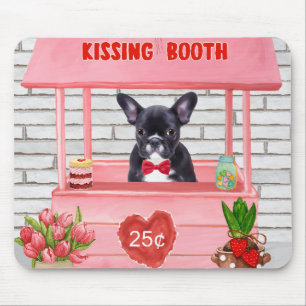 French Bulldog Valentine's Day Kissing Booth Mouse Pad