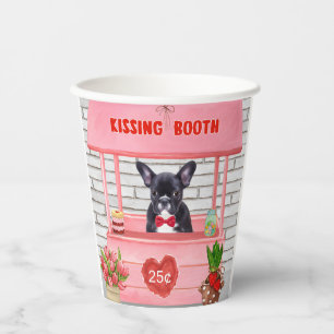 French Bulldog Valentine's Day Kissing Booth Paper Cups