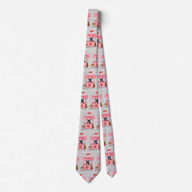 French Bulldog Valentine's Day Kissing Booth Tie (Front)