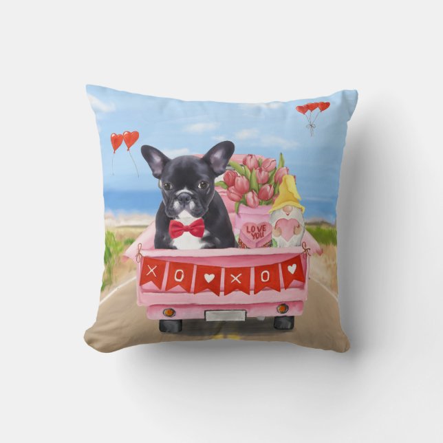 French Bulldog Valentine's Day Truck  Cushion (Front)