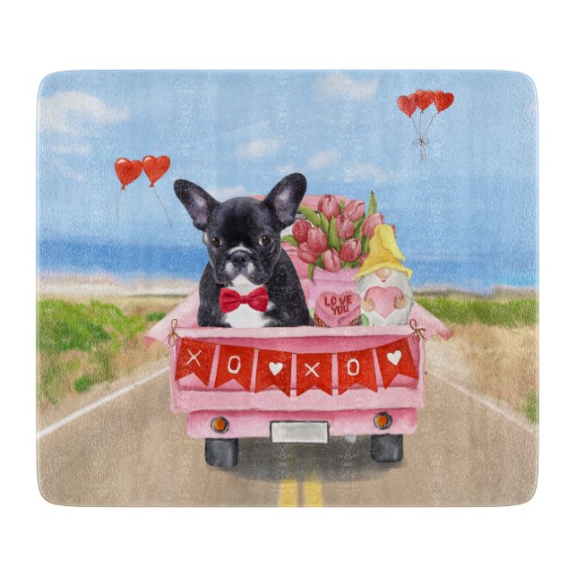 French Bulldog Valentine's Day Truck Cutting Board (Front)