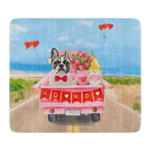 French Bulldog Valentine's Day Truck Cutting Board