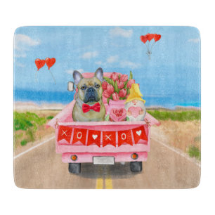 French Bulldog Valentine's Day Truck Cutting Board