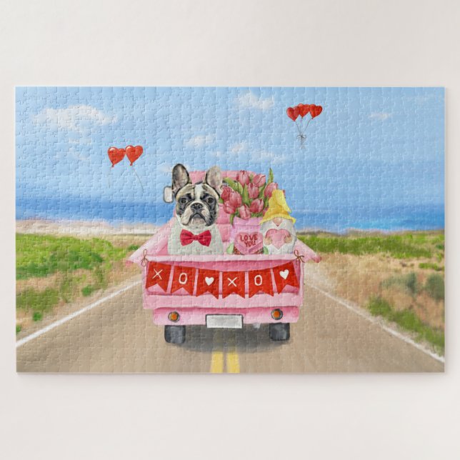 French Bulldog Valentine's Day Truck Jigsaw Puzzle (Horizontal)