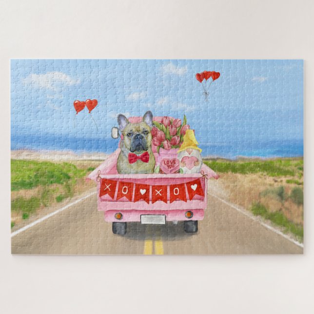 French Bulldog Valentine's Day Truck Jigsaw Puzzle (Horizontal)