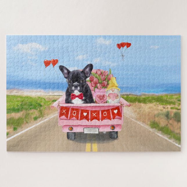 French Bulldog Valentine's Day Truck Jigsaw Puzzle (Horizontal)