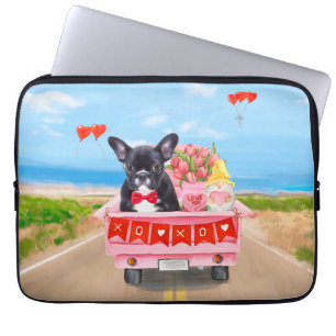French Bulldog Valentine's Day Truck Laptop Sleeve