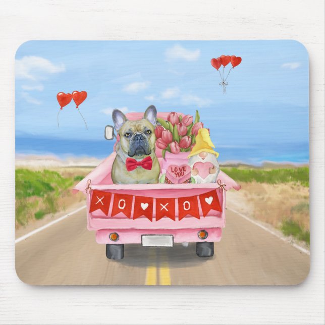 French Bulldog Valentine's Day Truck Mouse Pad (Front)