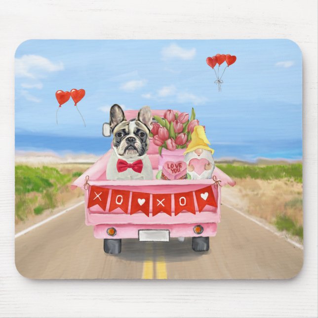 French Bulldog Valentine's Day Truck Mouse Pad (Front)