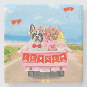 French Bulldog Valentine's Day Truck Stone Coaster