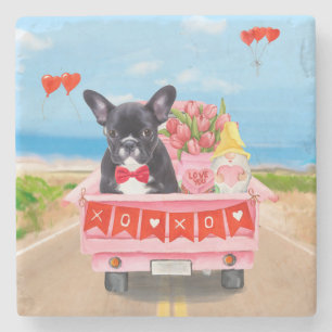 French Bulldog Valentine's Day Truck Stone Coaster