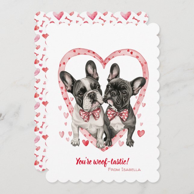 French Bulldog Valentines Day Woof-tastic Fun      Holiday Card (Front/Back)