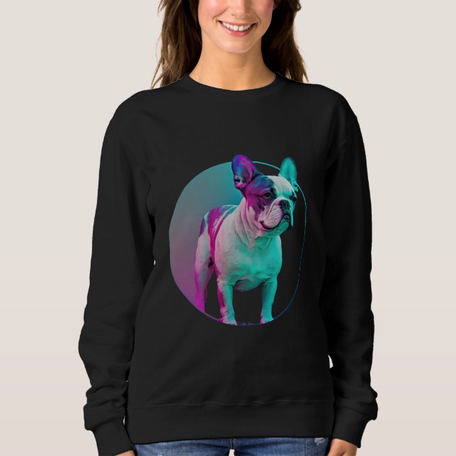 French Bulldog Vaporwave Retrowave Aesthetic Sweatshirt (Front)