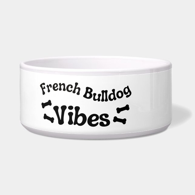 French Bulldog Vibes Ceramic Dog Bowl (Left)