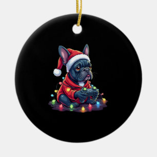 French Bulldog Video Game Controller Light Snow Sa Ceramic Ornament