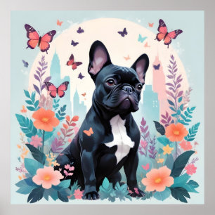 French Bulldog Vintage Animal Nature Environment Poster