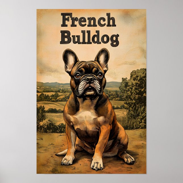 French Bulldog Vintage Art Poster (Front)