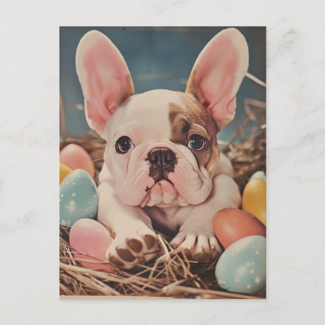 French Bulldog Vintage Easter Postcard (Front)