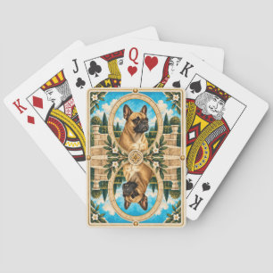 French Bulldog, Vintage Watercolor Dog Art Playing Cards
