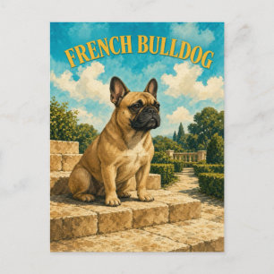 French Bulldog, Vintage Watercolor Dog Art Postcard