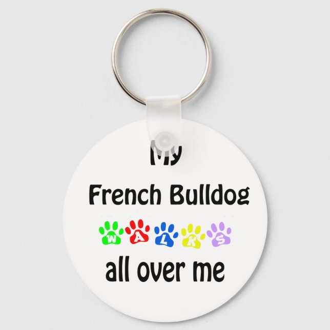 French Bulldog Walks Design Key Ring (Front)