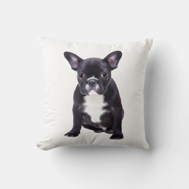 French Bulldog Water Colour Art Painting Cushion (Front)