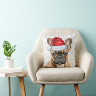 French Bulldog Watercolor Christmas Cushion
