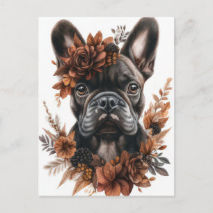 French Bulldog Watercolor Floral Postcard