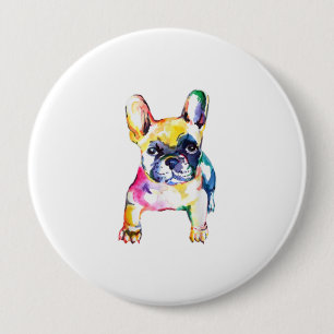 French Bulldog Watercolor Hand Draw For Dog Lover 10 Cm Round Badge