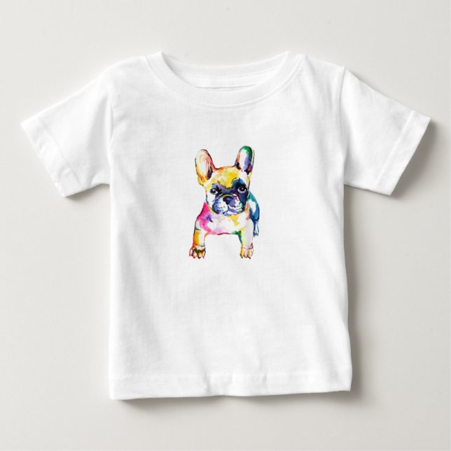French Bulldog Watercolor Hand Draw For Dog Lover Baby T-Shirt (Front)