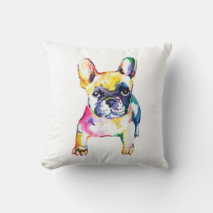 French Bulldog Watercolor Hand Draw For Dog Lover Cushion
