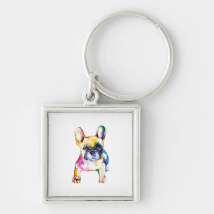 French Bulldog Watercolor Hand Draw For Dog Lover Key Ring