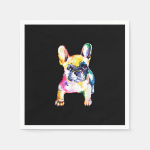 French Bulldog Watercolor Hand Drawing Gift Napkin