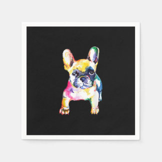 French Bulldog Watercolor Hand Drawing Gift Napkin