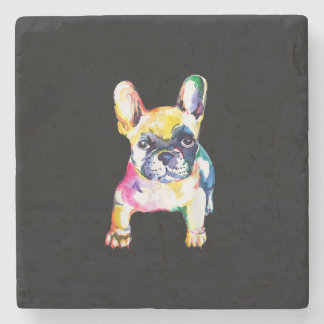 French Bulldog Watercolor Hand Drawing Gift Stone Coaster