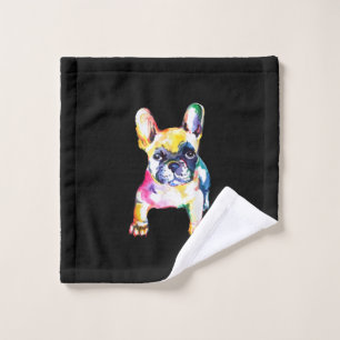 French Bulldog Watercolor Hand Drawing Gift Wash Cloth