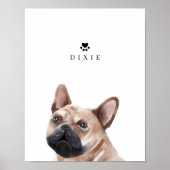 French Bulldog Watercolor Illustration Dog's Name Poster (Front)